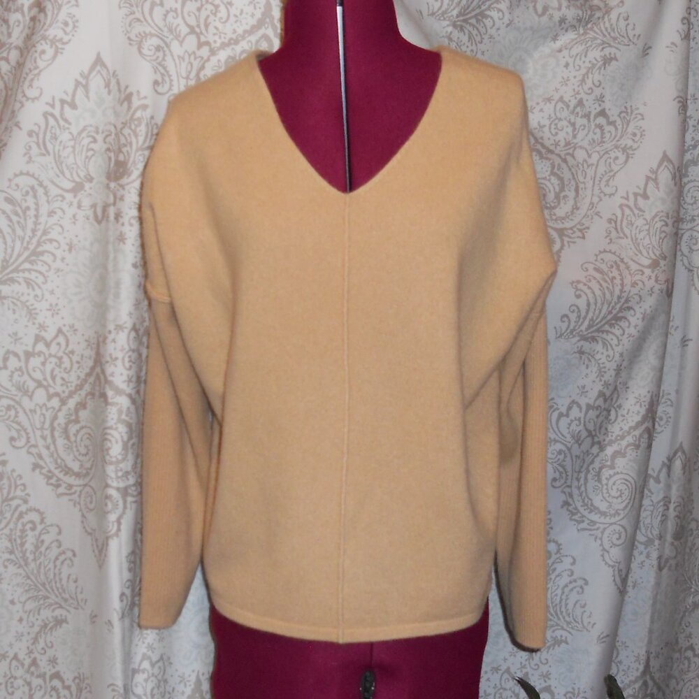Soft Surroundings PS Camel Tan Cashmere Sweater V-neck Dolman L/S